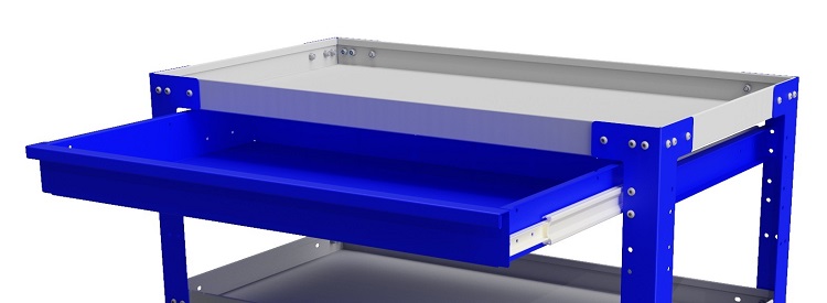 S-CMD41 - 4"H x 24"W x 36"D -Steel Drawer for Machine Cart for Shop/Tools with Inside Partitioned Dividers, Powder Coated Blue Streak