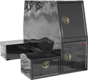 S-CP41 - 55"H x 82"D x 24"W - 14g Steel HD Truck Cross-Pack Box, Two Shelves, Four Hooks, Mounting Rails, Side Boxes 15"H x 21"D x 24"W, Side Open Doors with Gas Springs & DT-T-Handle Locks, Powder Coated MX-Black  