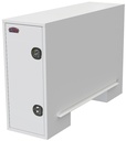 S-CP42 - 62"H x 95"D x 24"W - 14-12g Steel Super HD Truck Cross-Pack Box, Single Side Open Doors with Gas Springs & DT-Handle Locks, Two Shelves, Four Hooks, Built in Frame Mounting Rails, Powder Coated WX-White