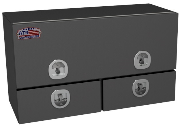 S-DU42 - 21"H X 16"D X 48"W - Steel Top Mount Service HD Drawer Utility Toolbox, Single Top Hinged Door, Double Drawers w/ Dividers & DT-T-Handle Locks, Powder Coated MX-Black Finish.