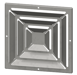 18" Connection - 20.5" x 20.5" OD - 18g Stainless Steel Ceiling Air Diffuser Register
