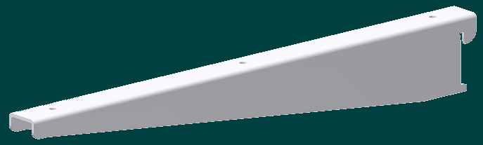 Steel, One Piece Pipe Hanger Bracket for L-Shape Type Shelf Bracket 4.5"H x 2.5"D x 1.5"W 14g, With Mount Hole and White Powder Coated Finish