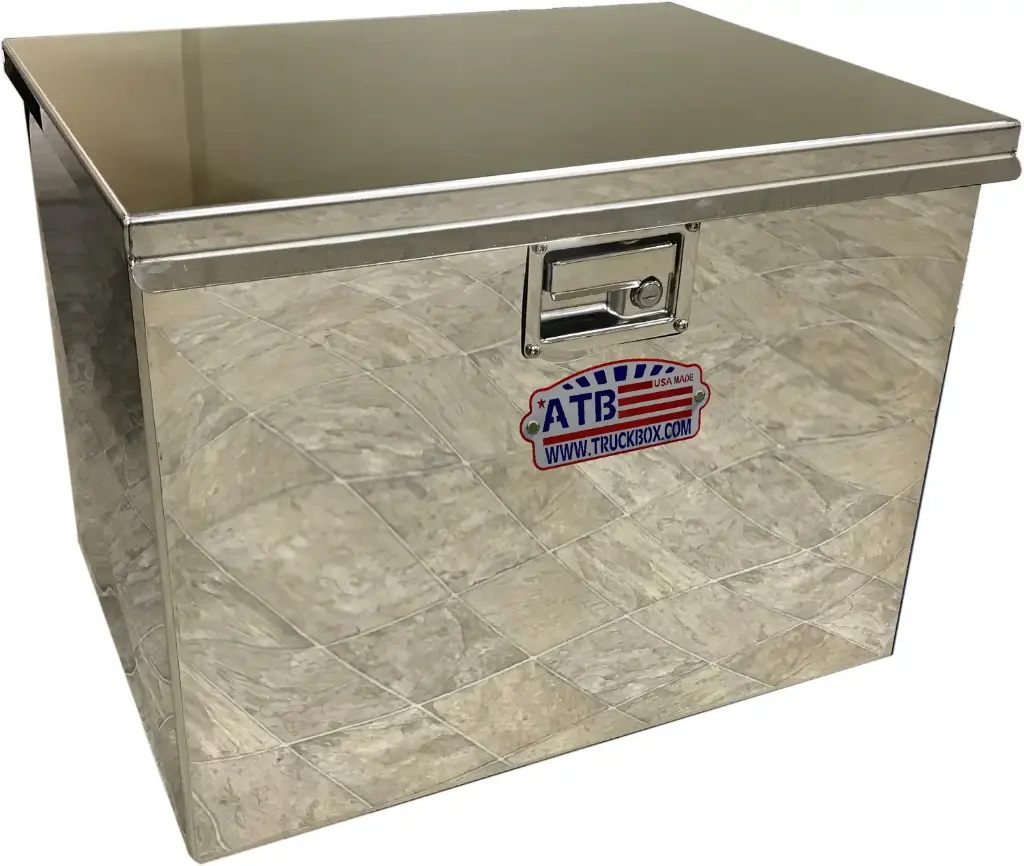 SS-TC41 - 18"H x 18"D x 24"W - 14g Stainless Steel Super HD Semi Truck Top Chest Toolbox, Single Top Open Straight Lid with Gas Springs, All SS Mirror Finish and One Latch Centered.