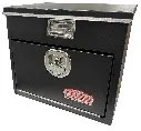 S-TB41 - 20"H x 14"D x 24"W - Steel Top Bottom Utility Truck Toolbox, HD, Single Top Open Lid with Gas Springs, Single Drop Open Door, Lock & Powder Coated MX-Black Finish.