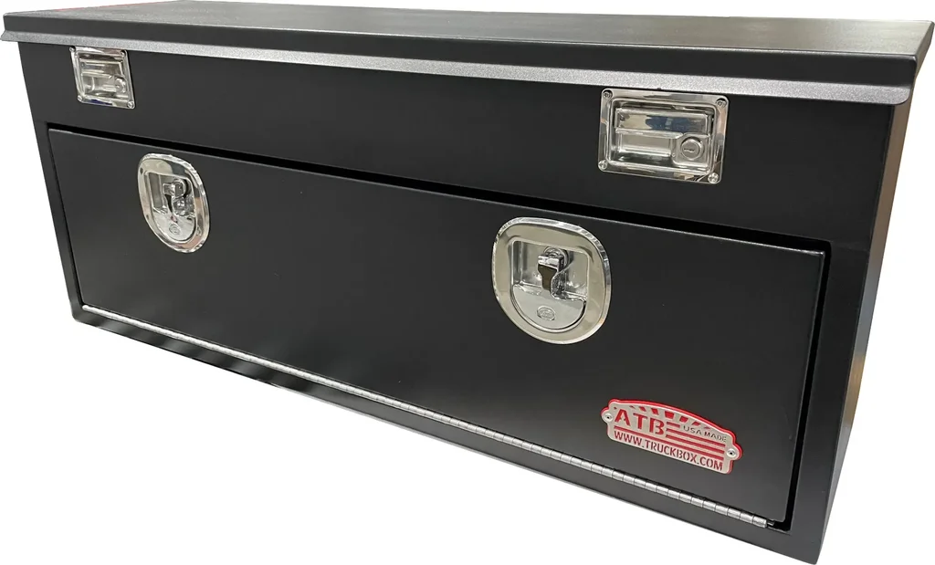 S-TB41 - Steel Top-Bottom Utility Truck Toolbox, Heavy Duty, Single Top Open Lid with Gas Springs, Single Drop Open Door, Locks & Powder Coated MX-Black