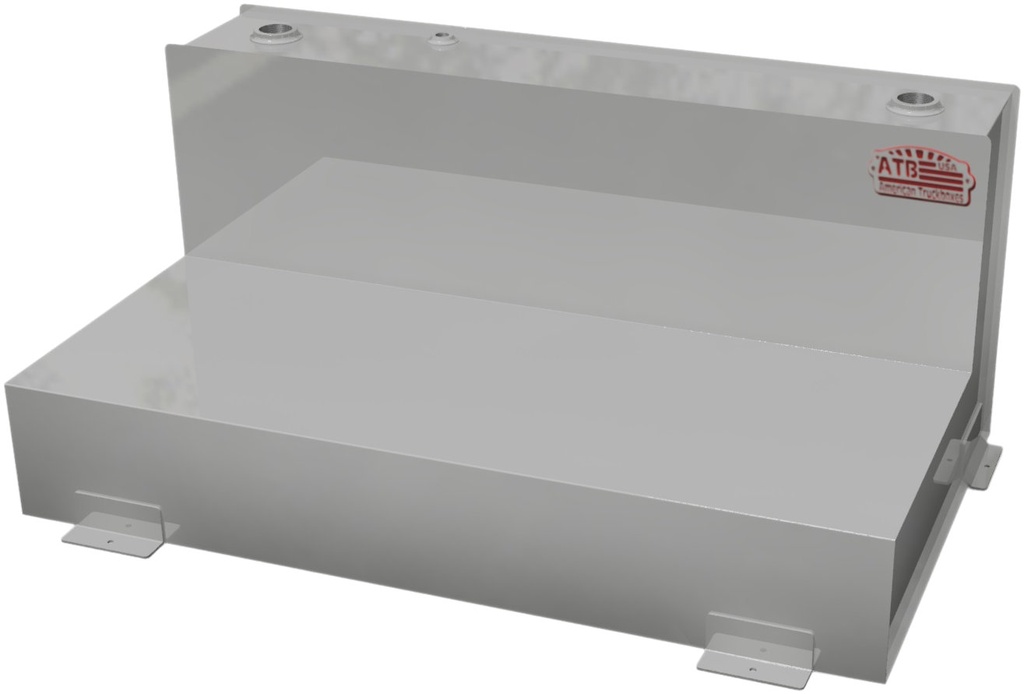 S-TL41 - 16"(8")H x 28"(9")D x 48"W - 14g Steel 58 Gal Fuel L-Tank with Mounting L-Brackets ,Single Baffled, Two 2", One 1-1/2" & One 3/8" Top Fittings, Side 3/8" Drain, Powder Coated MX-Black