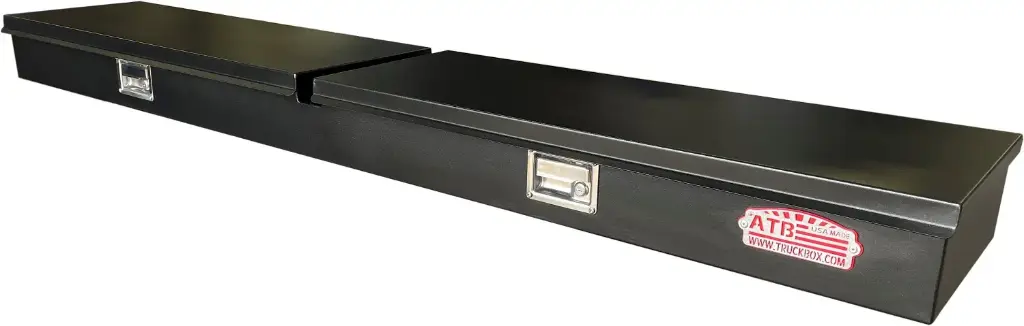 [S-TM41B-61484D-BX] S-TM41 - 6"H x 14"D x 84"W - Steel Top Mount Compartment Toolbox, HD, Top Open Double Lids With Gas Springs, Double Lift Handle Locks, Partitioned Dividers, Powder Coated MX-Black 