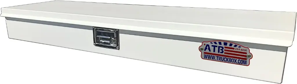 S-TM41 - 6"H x 14"D x 36"W - Steel Top Mount Compartment Toolbox, HD, Top Open Single Lid With Gas Springs, Single Lift Handle Lock and Partitioned Dividers & Powder Coated MX-White Finish