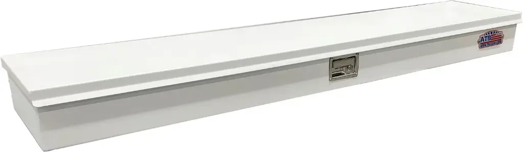 S-TM41 - 6"H x 14"D x 60"W - Steel Top Mount Compartment Toolbox, HD, Top Open Single Lid With Gas Springs, Single Lift Handle Lock and Partitioned Dividers & Powder Coated MX-White Finish