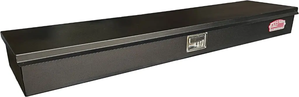 S-TM41 - 6"H x 14"D x 72"W - Steel Top Mount Compartment Toolbox, HD, Top Open Single Lid With Gas Springs, Single Lift Handle Lock and Partitioned Dividers, Powder Coated MX-Black 