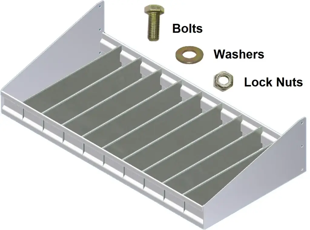 S-U1 - 3"H x 12"D x 36"W - Steel Shelf Kit (HD), 8 Adjustable Compartment Dividers 4.0" Apart, Fits 15"D x 42"W or DU41-282082"W Tool Boxes and Powder Coated in White.