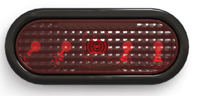 TAL62RR-F Oval Red Stop/Tail/Turn 6" x 2" 6-LED Vertical Lamp with Tri-Pole Connector (For Grommet use TAG62).