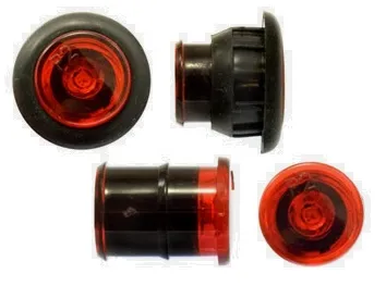 3/4" Round Miniature Side Marker & Clearance LEDs - Domed and Flat PC Rated - 180 Deg Sealed One Diode Pattern Lamp (LED Color/Lence Color) with Wire and Grommet.