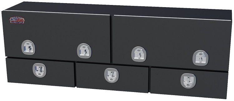 S-DU42 - 21"H x 14"D x 72"W - Steel Top Mount Service HD Drawer Utility Toolbox, Double Top Hinged Doors, Triple Drawers w/ Dividers & DT-T-Handle Locks, Powder Coated MX-Black 