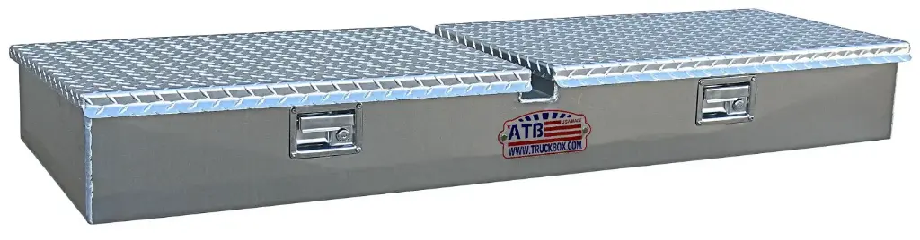 A-TM41 - 6"H x 18"D x 96"W - Aluminum Top Compartment Toolbox, HD, Smooth Body and Diamond TP Top Open Double Lid With Gas Springs, Double Lift Handle Lock and Partitioned Dividers. 