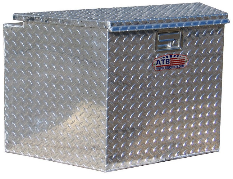 [A-AF31-211839-TT] A-AF31 - 21"H x 18"D x 39"W - .063 Aluminum Trailer A-Frame Tongue Box, HD, All Bright Diamond TP Finish, Single Top Open Lid, with Gas Springs and Lift Handle Lock.