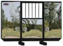 A-RB54 68"H Aluminum Semi Tractor Rack Boxes Smooth Body and Triple Doors 1 Chain Rack Outside Compartments Window 1 Shelves Center Compartment DT-T-Handle Lockable Locks and I-Beam Mount.