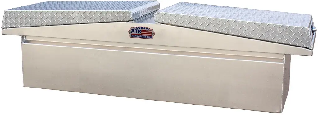 A-LG4 16"H x 72"W Aluminum Super HD Pickup Truck Crossover Low Profile Gullwing (EZ Grab) Toolboxes, Smooth Body, Double Top Open Diamond TP Lids with Push-in Locks & Pro-Sliding Tray  