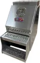 A-SB51S- 26"H x 28"D- Aluminum Semi Truck Saddle Step Boxes, Smooth Bright Finish, Single Drop Open Lid with Pro-Grip Strut Steps & SS-DT-Handle Lock.
