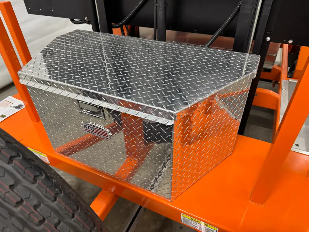 A-AF42 - 18"H x 21"D x 40"W- Aluminum Super HD Trailer A-Frame Tongue Box, Diamond TP Finish, Single Top Open Lid with Lift Handle Lock