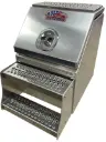A-SB51S- 25"H x 28"D- Aluminum Semi Truck Saddle Step Boxes, Smooth Bright Finish, Single Top Hinged Lid with Pro-Grip Strut Steps & SS-DT-Handle Lock.