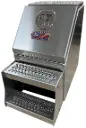 A-SB51S - Aluminum Step Saddle Boot Box - Single Drop Open Lid - Smooth Bright Finish with Pro-Grip Strut Steps & SS-DT-T-Handle Lock (25"H x 28"D)
