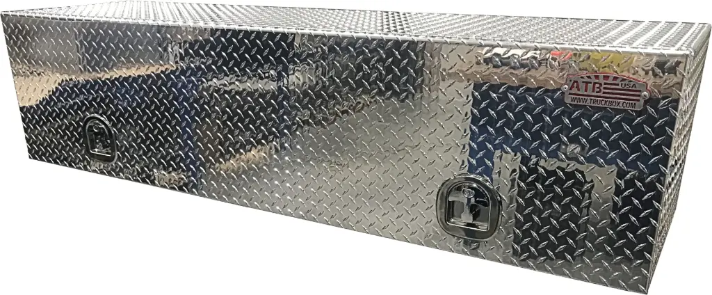 A-SG41 - .100 Aluminum Topside Truck Rail Utility Toolbox, Heavy Duty, All Diamond Tread Plate Finish, Single/Double Top Hinged Door(s) with Gas Springs & SS DT-T Handle Locks.