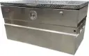 A-CS54 - .125 Aluminum Chest-Safe Jobsite Box, Industrial Grade Smooth Body, Diamond Tread Plate Top Open Lid with Gas Springs & SS DT-T Handle Pad-Lockable Crossbar Latch, Optional Fork Slots