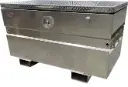 A-CS54 - .125 Aluminum Chest-Safe Jobsite Box, Industrial Grade Smooth Body, Diamond Tread Plate Top Open Lid with Gas Springs & SS DT-T Handle Pad-Lockable Crossbar Latch, Optional Fork Slots