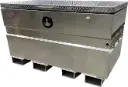 A-CS54 - .125 Aluminum Chest-Safe Jobsite Box, Industrial Grade Smooth Body, Diamond Tread Plate Top Open Lid with Gas Springs & SS DT-T Handle Pad-Lockable Crossbar Latch, Optional Fork Slots