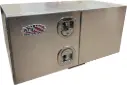 A-SG52 - .125 Aluminum Underbody Semi Truck Trailer Toolbox, Super Heavy Duty, All Smooth Finish, Double Side Open Doors with Double SS DT-T Handle Locks.
