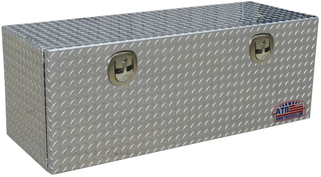 A-SG41 - .100 Aluminum Truck Trailer Utility Toolbox, Heavy Duty, All Diamond Tread Plate Finish, Single Drop Open Door with Cables & SS DT-T Handle Lock.