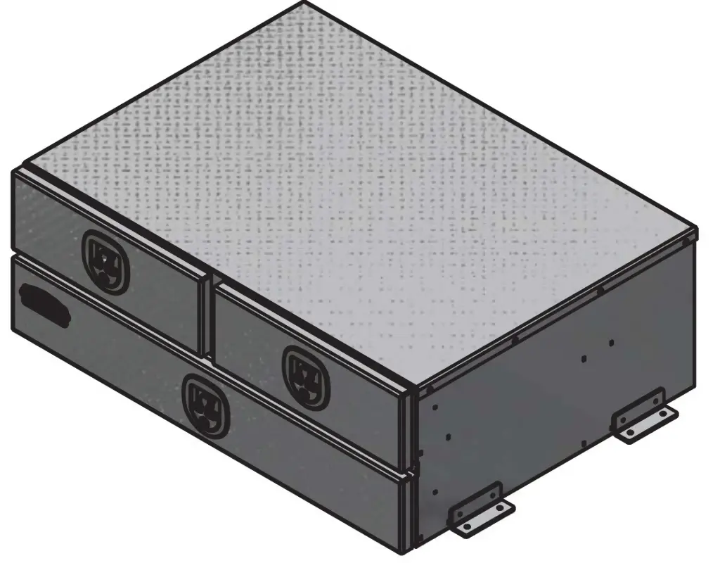 A-BP Double Drawers - Aluminum Truck Pullout Bed-Pack Toolbox Drawer System, Super Heavy Duty, Smooth Body, Diamond TP Double Top and Drawer Fronts with 500Lb Slides, Dividers and SS-DT-T Handle Locks.