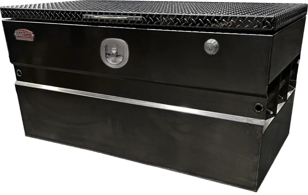 [S-CS44-243048-TBX] S-CS44 - 14g Steel Chest-Safe Jobsite Box, Industrial Grade, Aluminum TP Top Open Lid with Gas Springs & SS DT-Handle Pad-Lockable Crossbar Latch. Optional Fork Slots - All Powder Coat Finish. (24H-30D-48W)