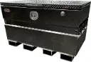 S-CS44 - 14g Steel Chest-Safe Jobsite Box, Industrial Grade, Aluminum TP Top Open Lid with Gas Springs & SS DT-Handle Pad-Lockable Crossbar Latch. Optional Fork Slots - All Powder Coat Finish.