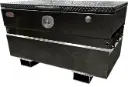 S-CS44 - 14g Steel Chest-Safe Jobsite Box, Industrial Grade, Aluminum TP Top Open Lid with Gas Springs & SS DT-Handle Pad-Lockable Crossbar Latch. Optional Fork Slots - All Powder Coat Finish.