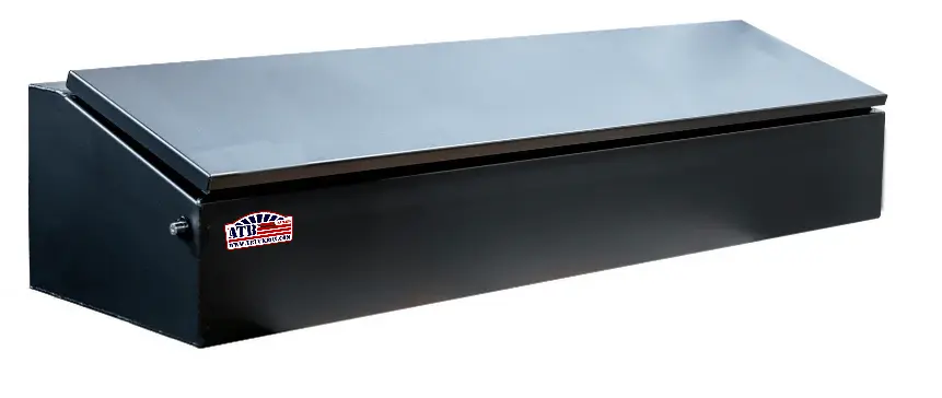 TC-BT - Aluminum or Steel Truck Chest Wedge Flatbed Toolbox, Heavy Duty, Smooth Body with Diamond TP Top Open 6" Tapered Lid with Gas Springs & Both End Lift Handle Locks, Smooth Finish/ Powder Coated Finish