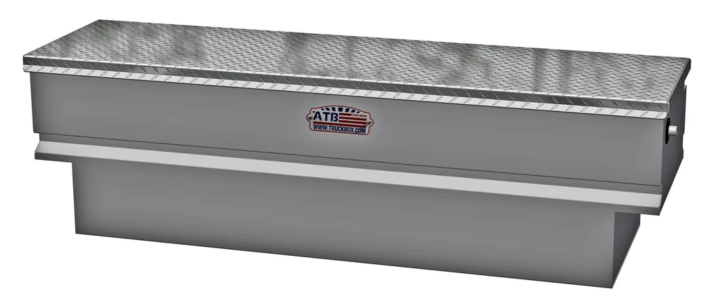 A-UC41 - 17"H x 13"-17"D x 59"W - Aluminum UTV Cross Box for Gator-Polaris Ranger, Heavy Duty, All Smooth Body, Diamond TP Single and Double Top Open Lid(s) with Gas Springs & Sliding Tray with Dividers and Mounting Kit.
