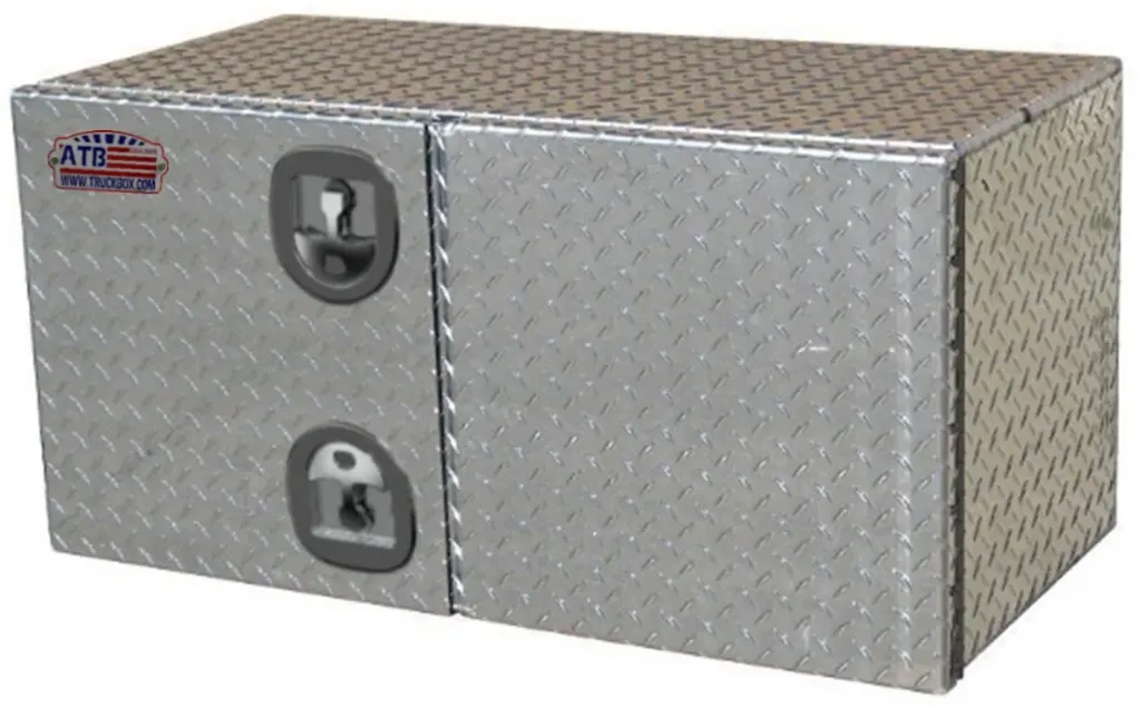 [A-SG41-181824DL-TT] Aluminum Underbody Truck Trailer Toolboxes - Heavy Duty All Diamond Tread Plate Finish Left or Right Side Open Double Doors with SS T-Handle Locks - A-SG41 Sereis- (18H-18D-24W Double Left)