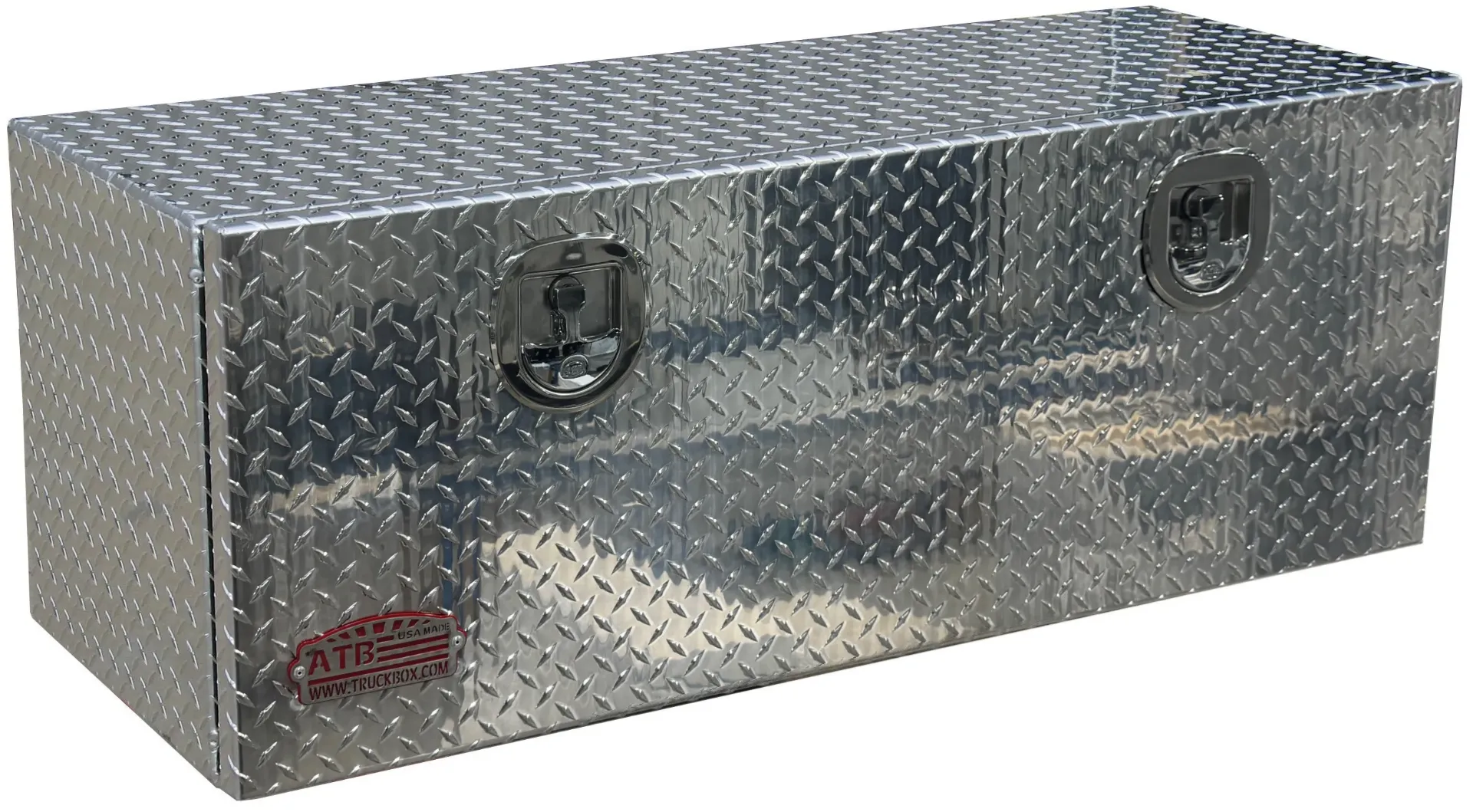 A-SG41 - .100 Aluminum Topside Pickup Truck Rail Utility Toolbox, Heavy Duty All Diamond Tread Plate Finish, Single/Double DROP OPEN Door(s) with Cable & SS DT Handle Lock.