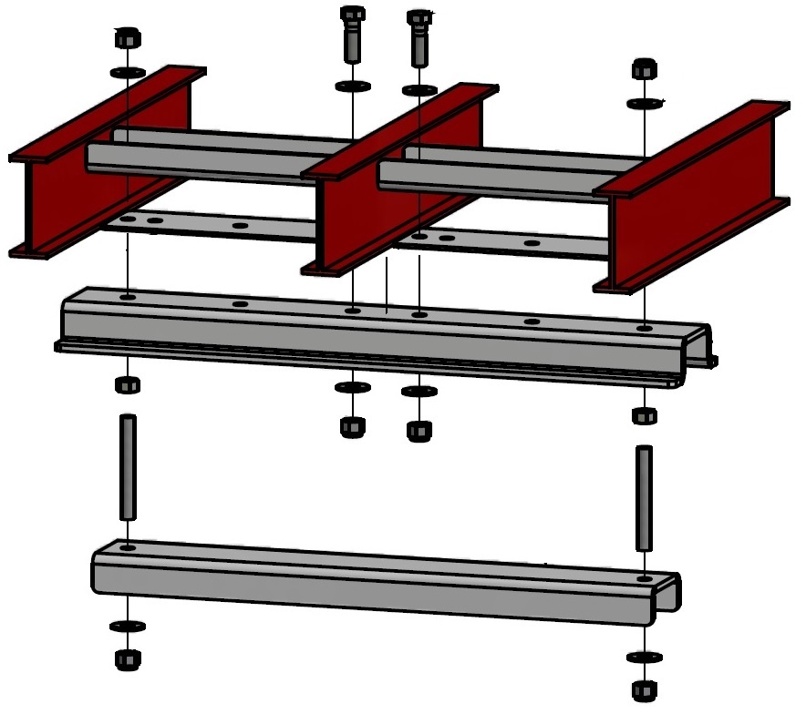 [M2600UD-2424-1S] M2600UD Aluminum Under-Deck Heavy Duty Mounting Kit for Crossover Underbody Cargo Boxes. (24H-24W, 1 Hanger)