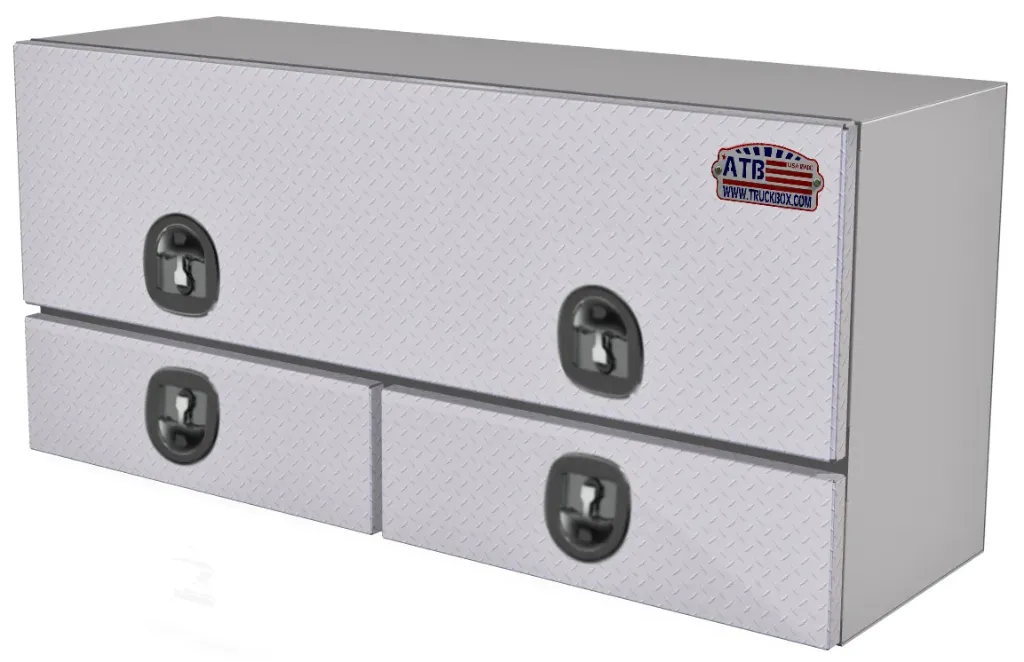 [A-DU42-211448SD-T] A-DU42 - Aluminum Top Mount Drawer Utility HD Toolbox, Smooth Body, Diamond TP Single Top Hinged Door with Double Drawers & Dolphin Tail T-Handle Locks (21H-14D-48W)
