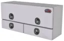 A-DU42 - Aluminum Top Mount Drawer Utility HD Toolbox, Smooth Body, Diamond TP Single Top Hinged Door with Double Drawers & Dolphin Tail T-Handle Locks