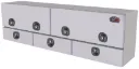 A-DU42 - Aluminum Top Mount Drawer Utility HD Toolbox, Smooth Body, Diamond TP Double Top Hinged Doors with Triple Drawers & Dolphin Tail T-Handle Locks