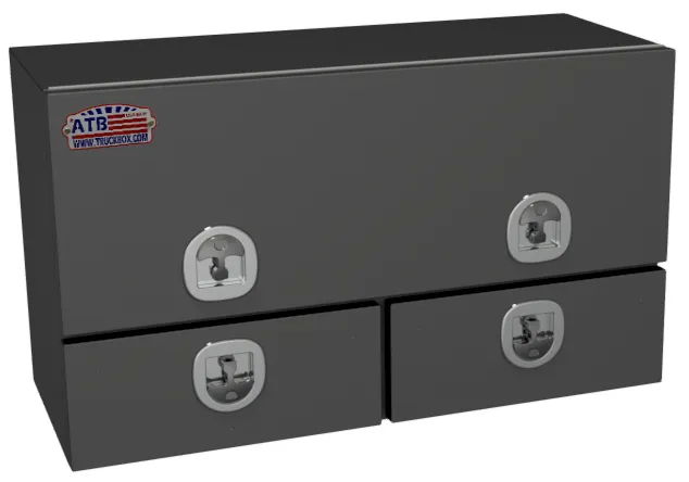 [S-DU42-211448SD-BX] S-DU42 - Steel Top Mount Service HD Drawer Utility Toolbox, Single Top Hinged Door, Double Drawers w/ Dividers & DT-T-Handle Locks, Powder Coated MX-Black (21H-14D-48W)