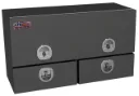 S-DU42 - Steel Top Mount Service HD Drawer Utility Toolbox, Single Top Hinged Door, Double Drawers w/ Dividers & DT-T-Handle Locks, Powder Coated MX-Black