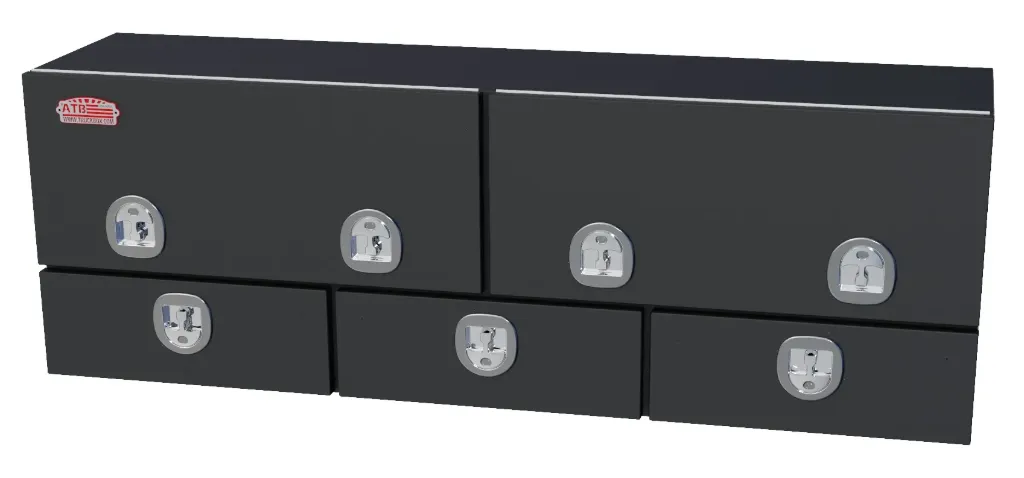 [S-DU42-211472DT-BX] S-DU42 - Steel Top Mount Service HD Drawer Utility Toolbox, Double Top Hinged Doors, Triple Drawers w/ Dividers & DT-T-Handle Locks, Powder Coated MX-Black (21H-14D-72W)