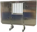A-RB54- Aluminum Semi Tractor HD Rack Box, Smooth Body & Triple Doors, with WINDOW, 1 Chain Rack in Outside Compartments, 1 Shelf in Center Compartment, with SS DT-T-Handle Locks and I-Beam Mount.