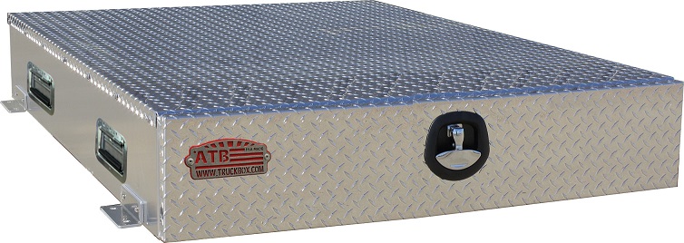 A-BPS41 - Aluminum Truck Pullout Bed-Pack Sports Boxes, Heavy Duty Smooth Body with Diamond TP Top/Drawer Front, Single Drawer with Center Dividers and SS DT-Handle Lock.