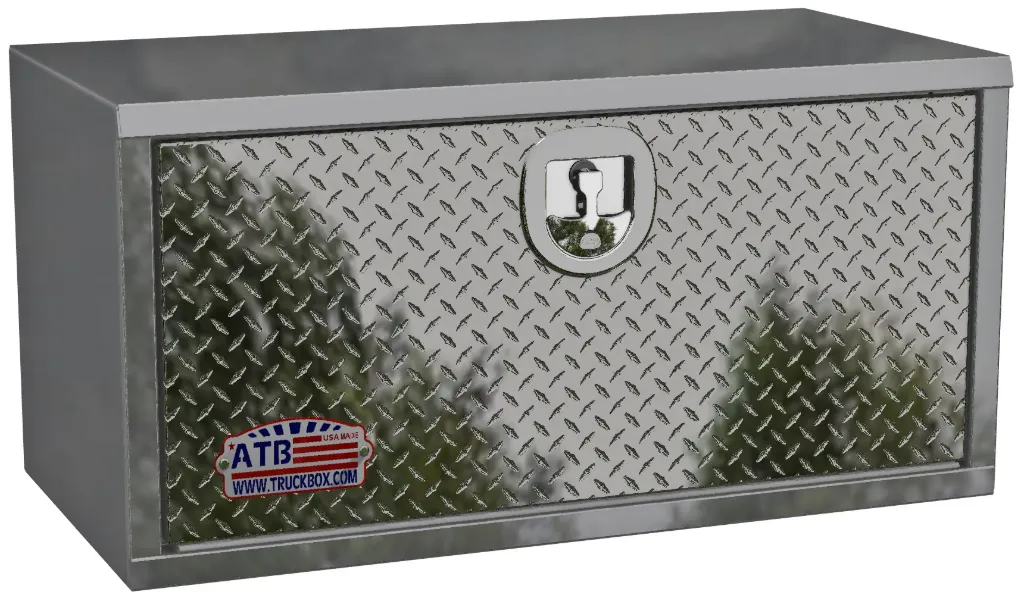 A-SR41 - Aluminum Truck Trailer Service Utility HD Toolboxes - Smooth Body & Diamond Tread Plate Single Drop Open Door with Cable Supports and  SS Dolphin Tale T-Handle Lock